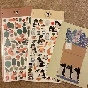 Adelie Draw Fox and Penguin Sticker Sheet
